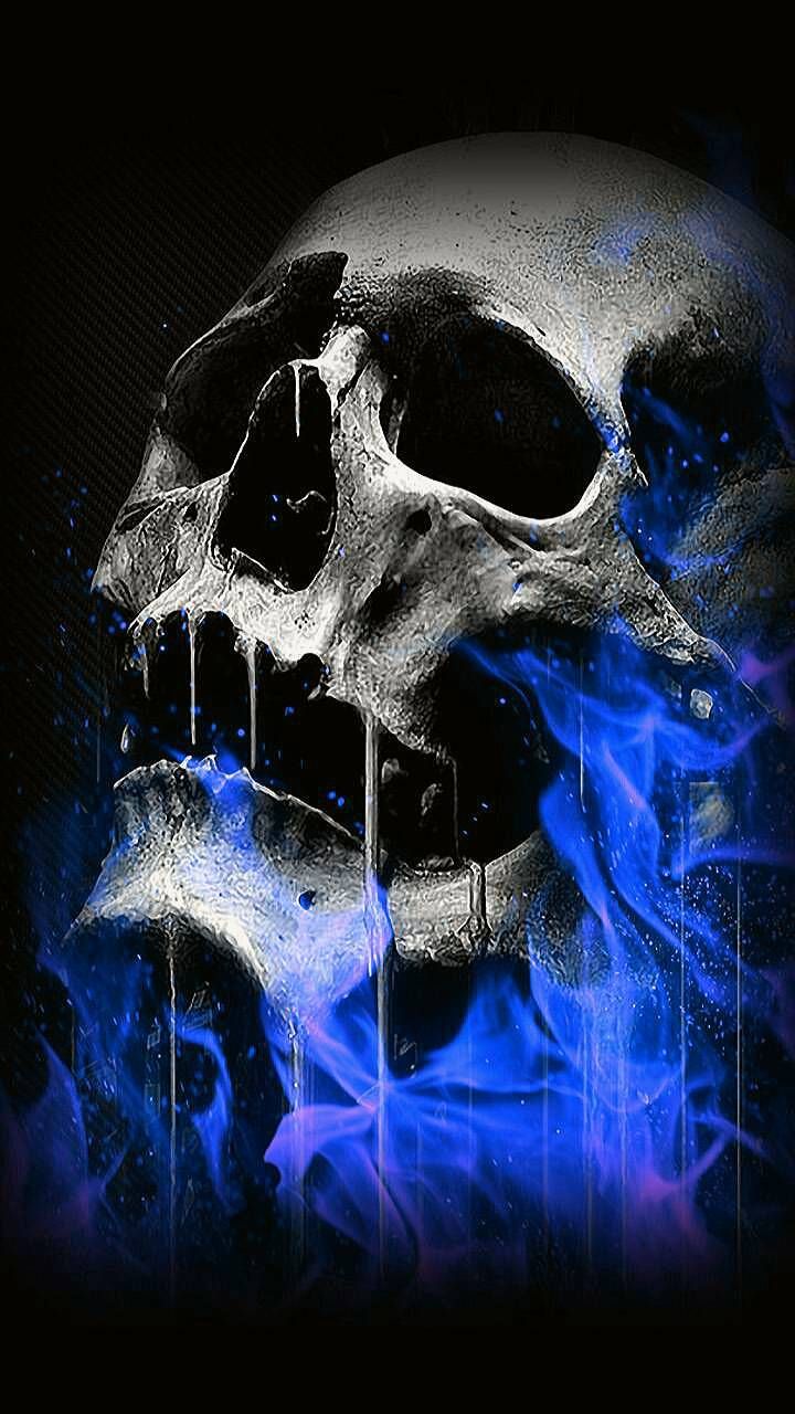 Blue 2025 skull wallpaper