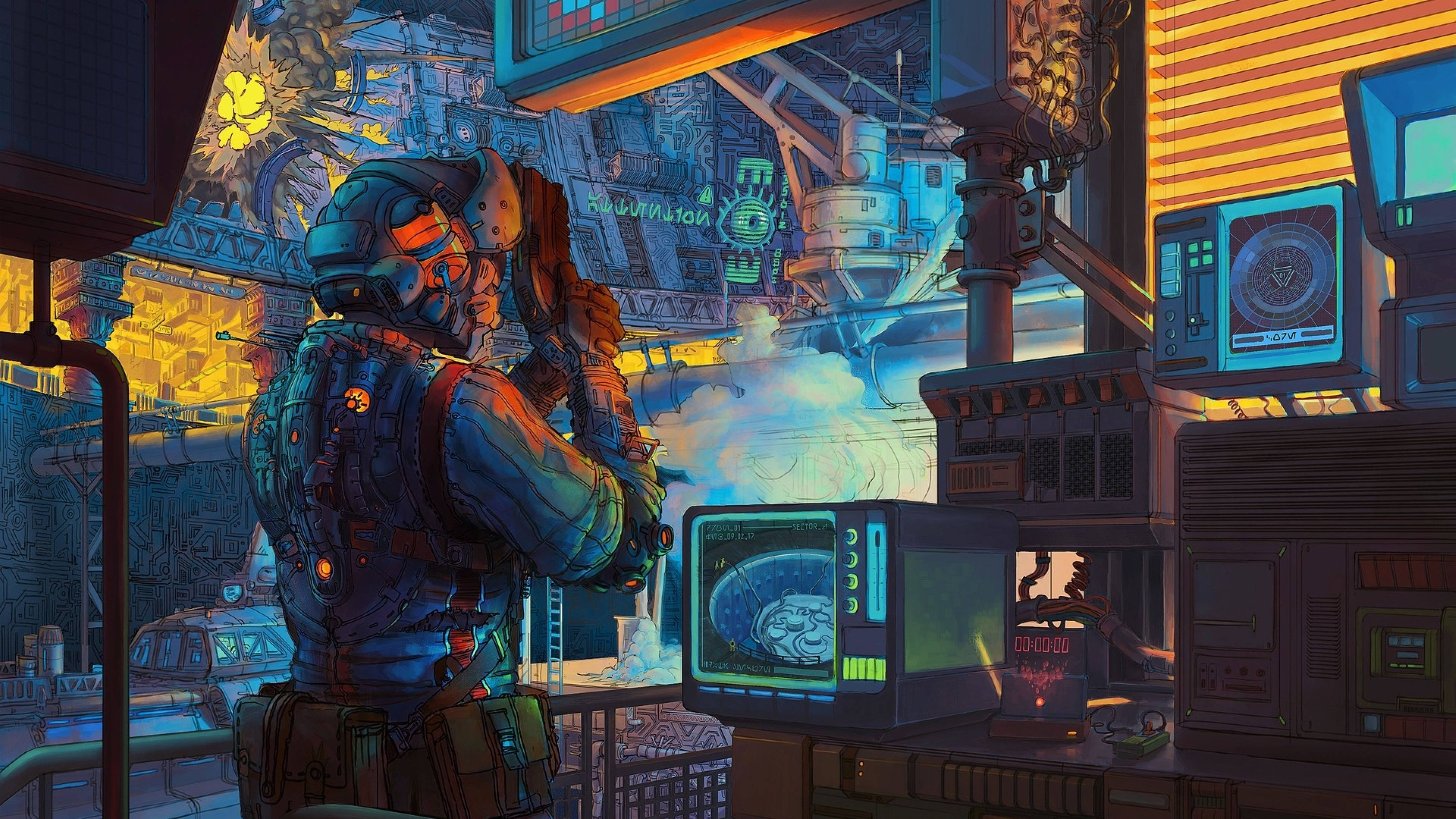 Download Retro Cyberpunk Warehouse Art