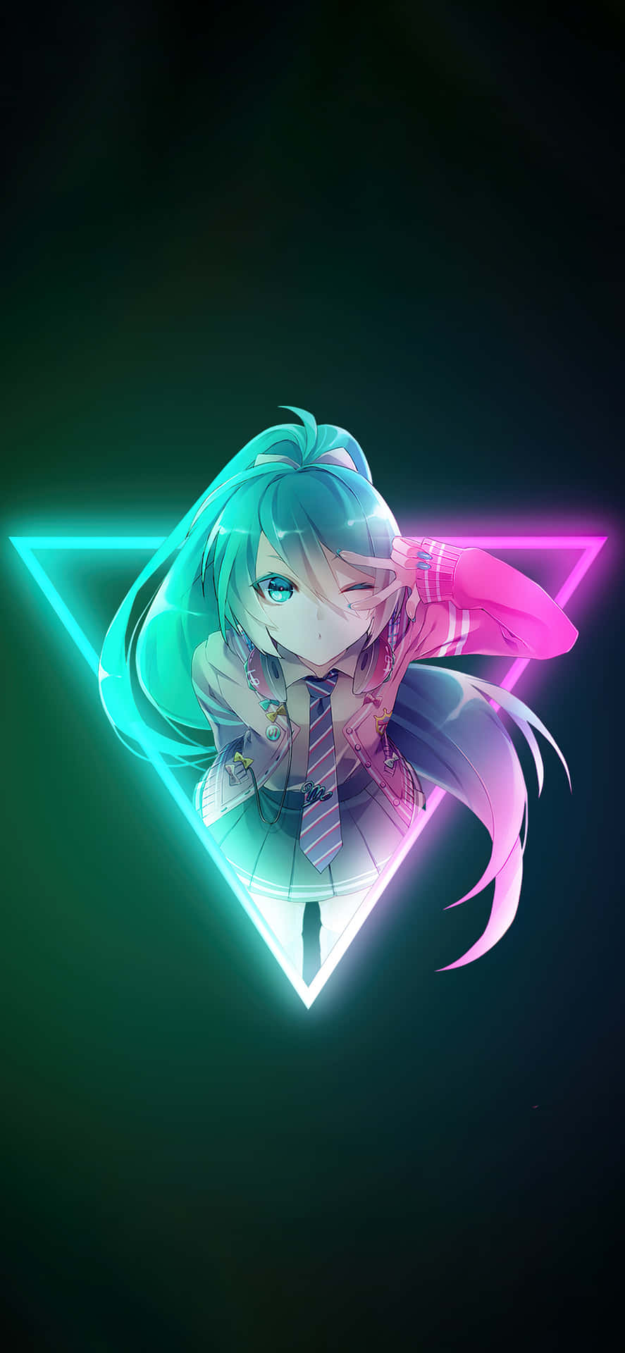 Neon Lock Screen Anime Girl Wallpaper