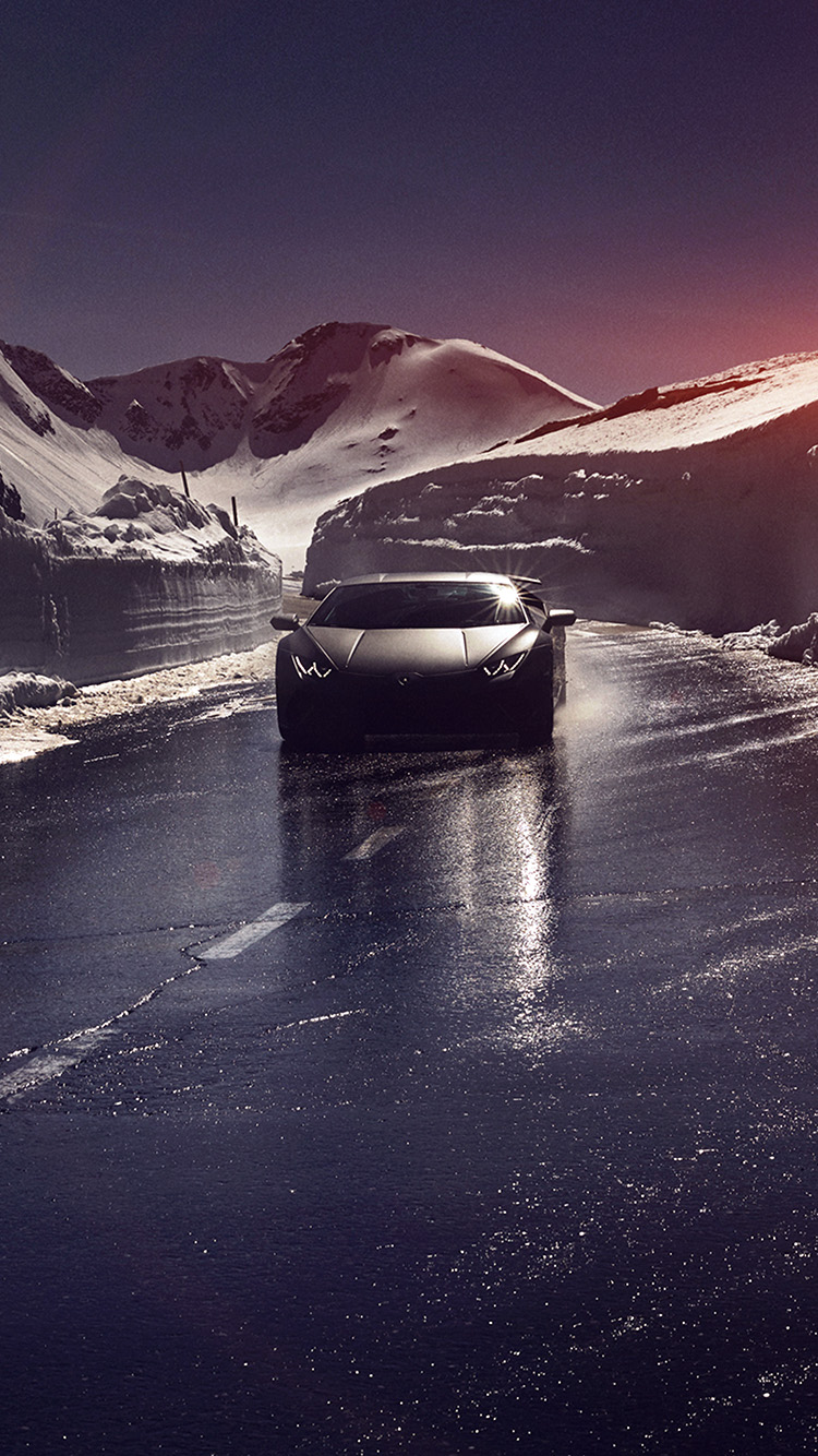 iPhone 6 wallpaper. car lamborghini car dark road drive art winter flare