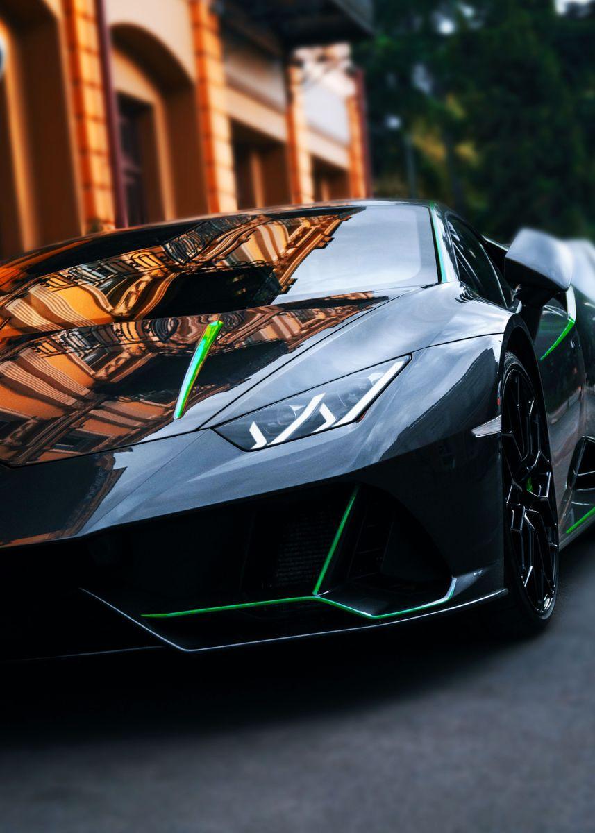 Lamborghini Black Huracan Supercar Wall Art Poster