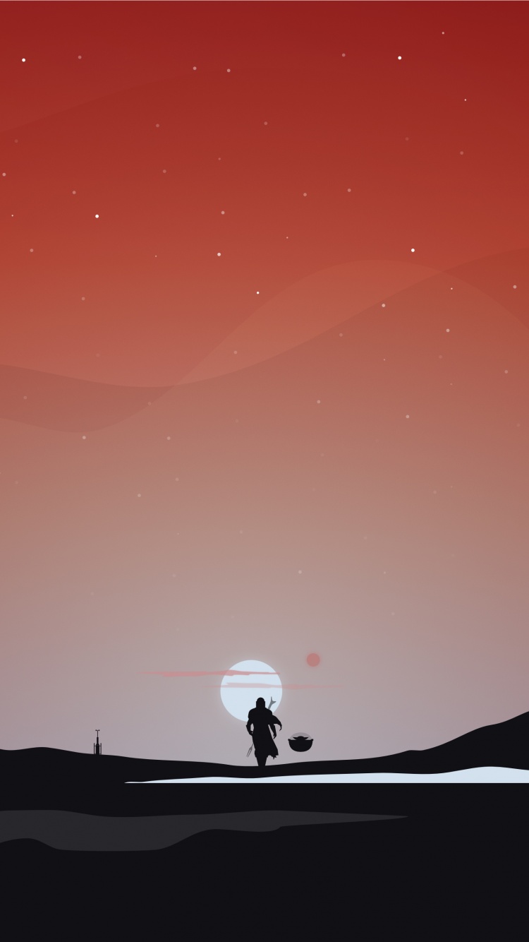The Mandalorian Wallpaper 4K, Star Wars, Dark, Red Sky