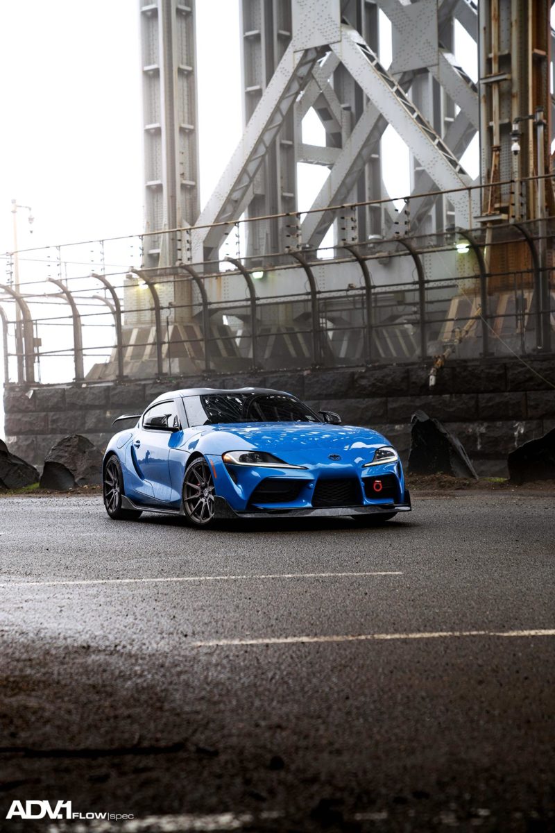 Blue Toyota Supra MKV A90.0 FLOWspec Wheels in Bespoke Brushed Matte Gunmetal