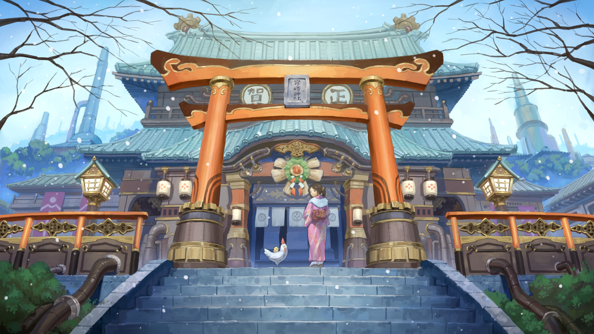 Anime Temple Wallpaper