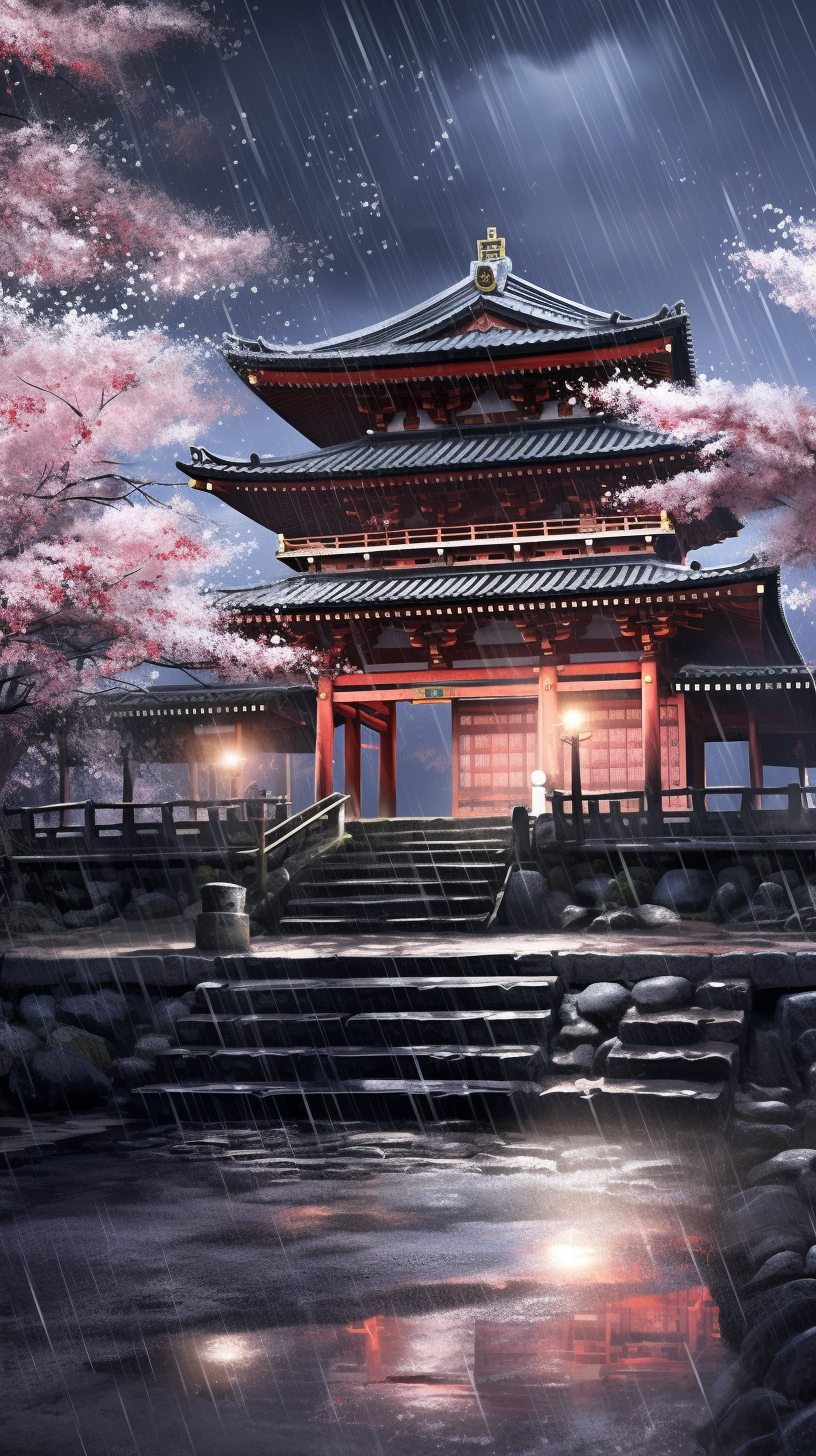 Manga Art Shinto Shrine Under Temples Anime Art Wallpaper Manga Scenery Kyoto