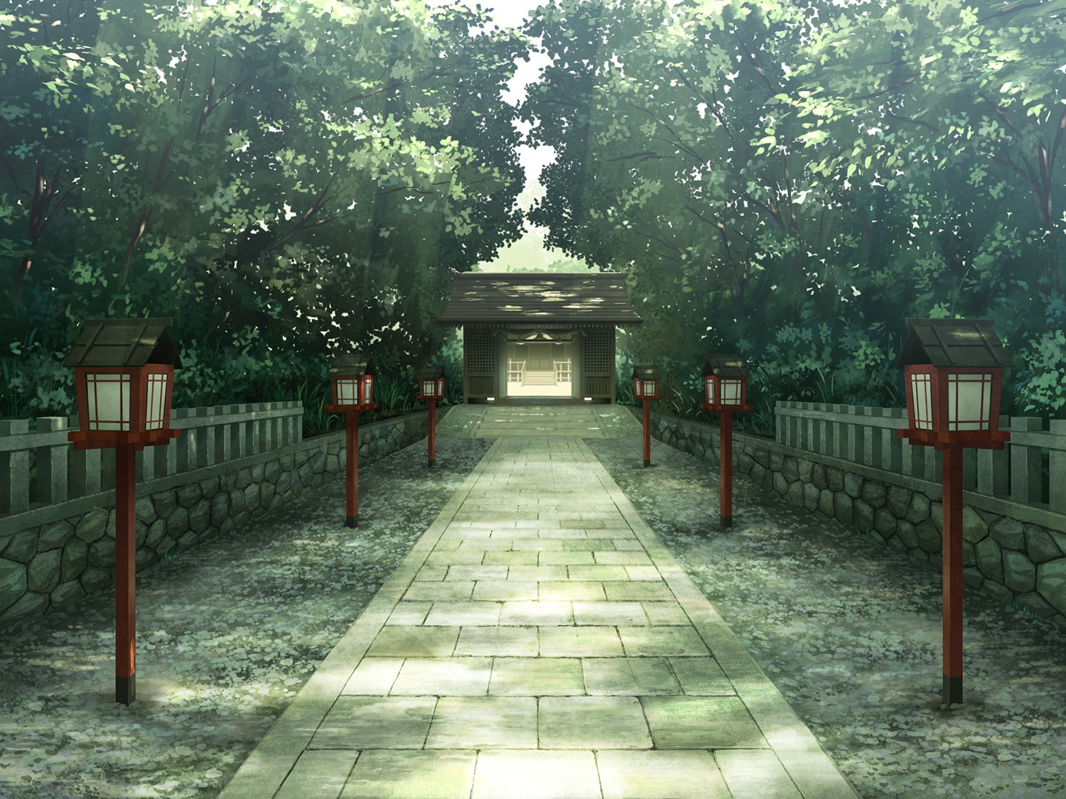 trees, temple, shrine, landscape, animex1125 Wallpaper