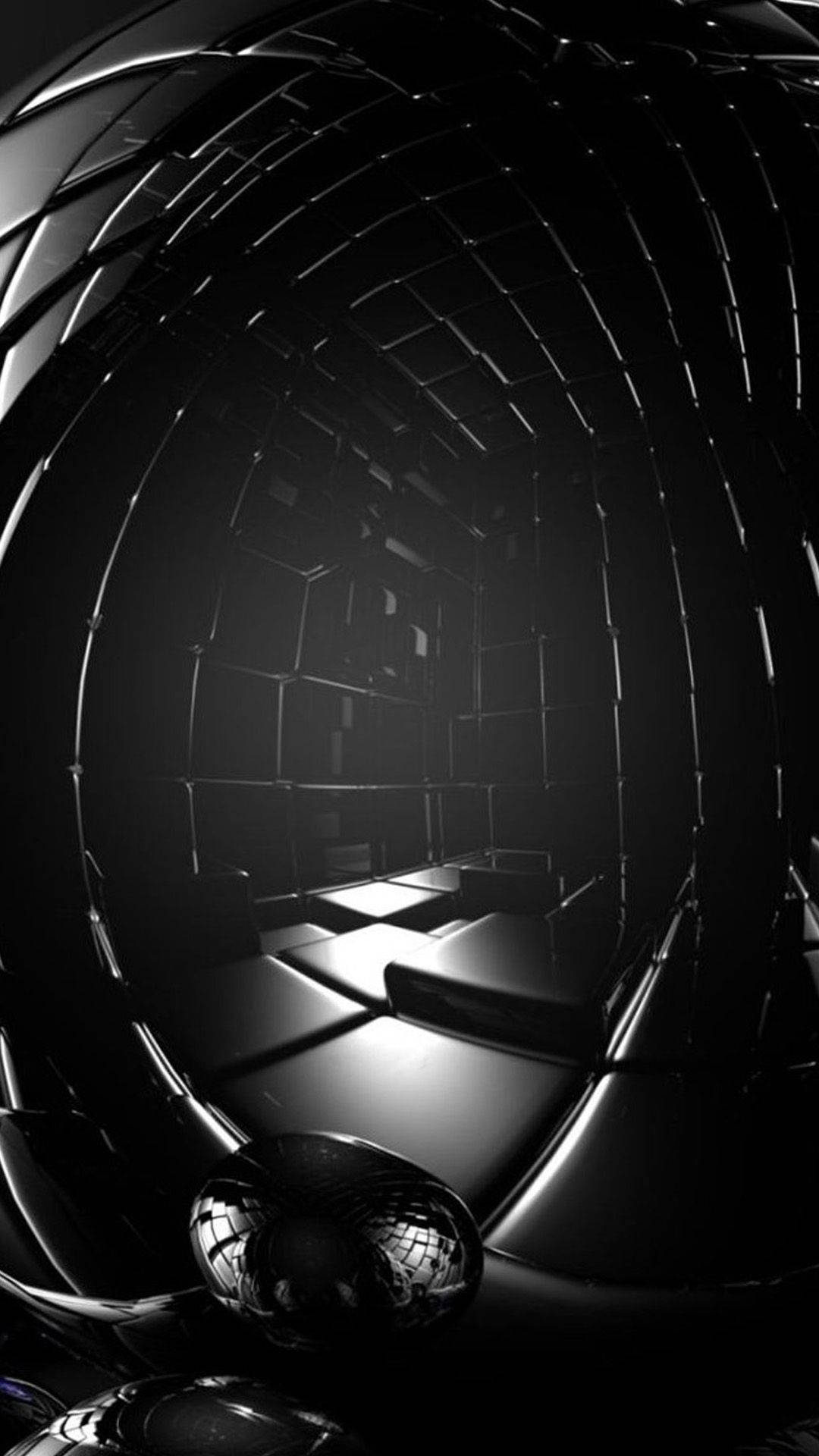 Download 3D iPhone Black Tiled Room Wallpaper