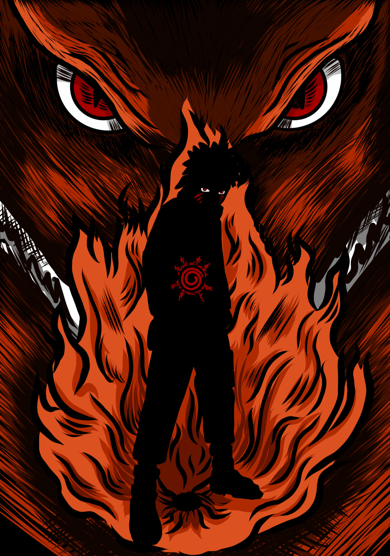 Naruto and Kurama silhouette