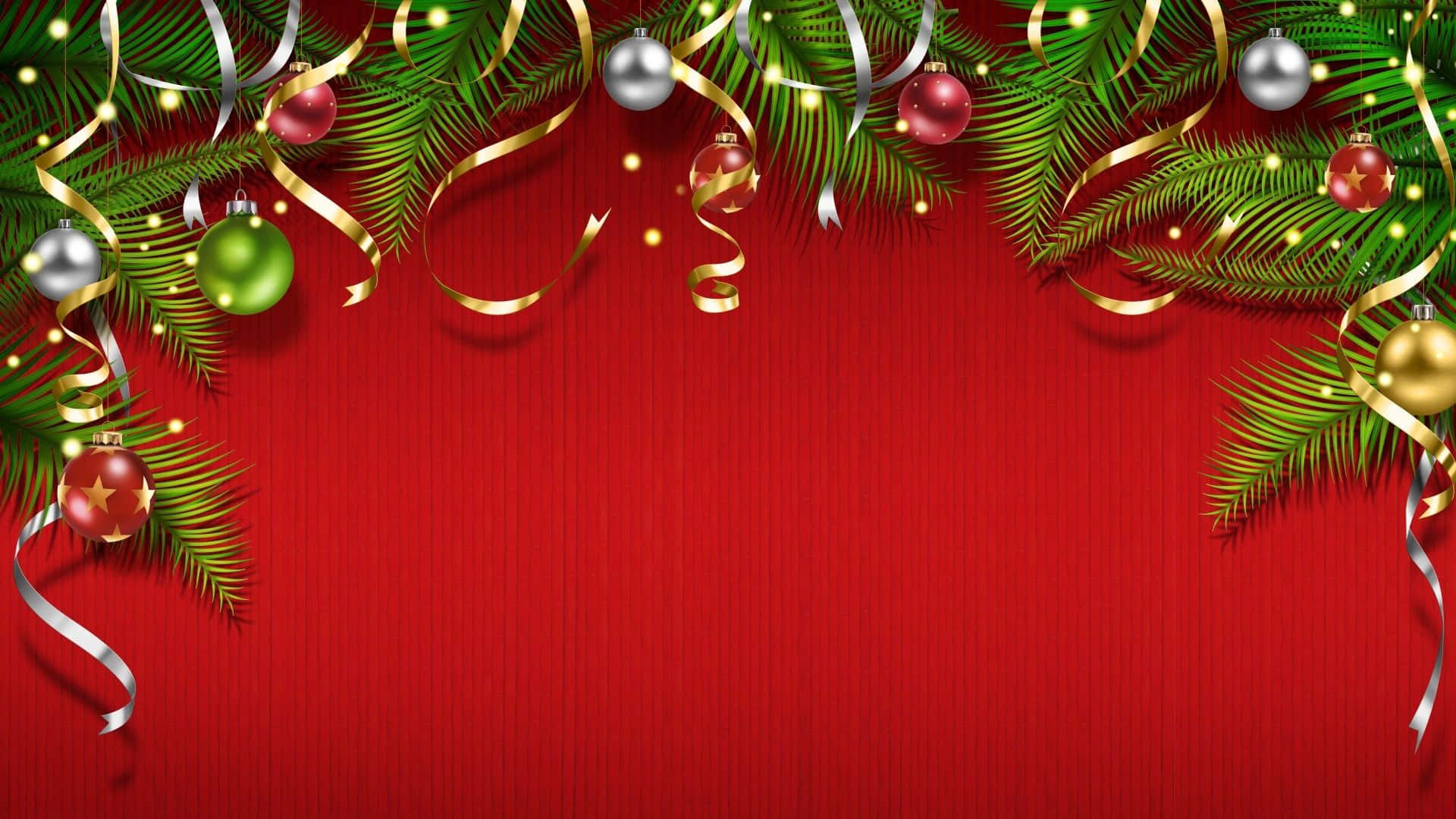 Download Christmas Background With Christmas Balls And Ribbons Wallpaper