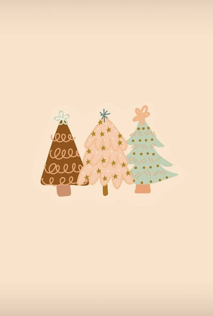 Download Cute Christmas iPhone Three Trees Wallpaper