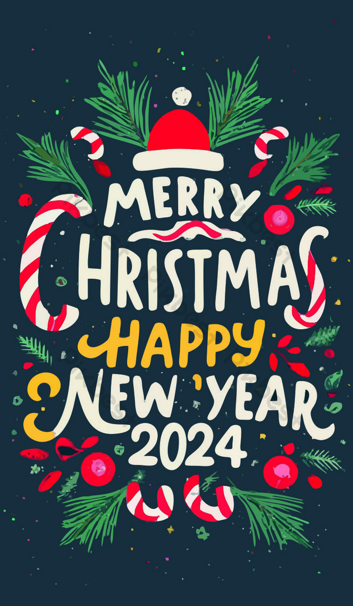 Merry Christmas Happy New Year 2024 Flyer Banner Image. AI Free Download