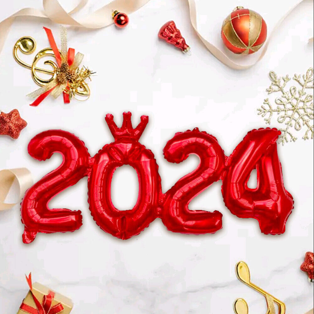 1X New Year 2024 Number Foil Balloon Happy Christmas Party Decoration DIY