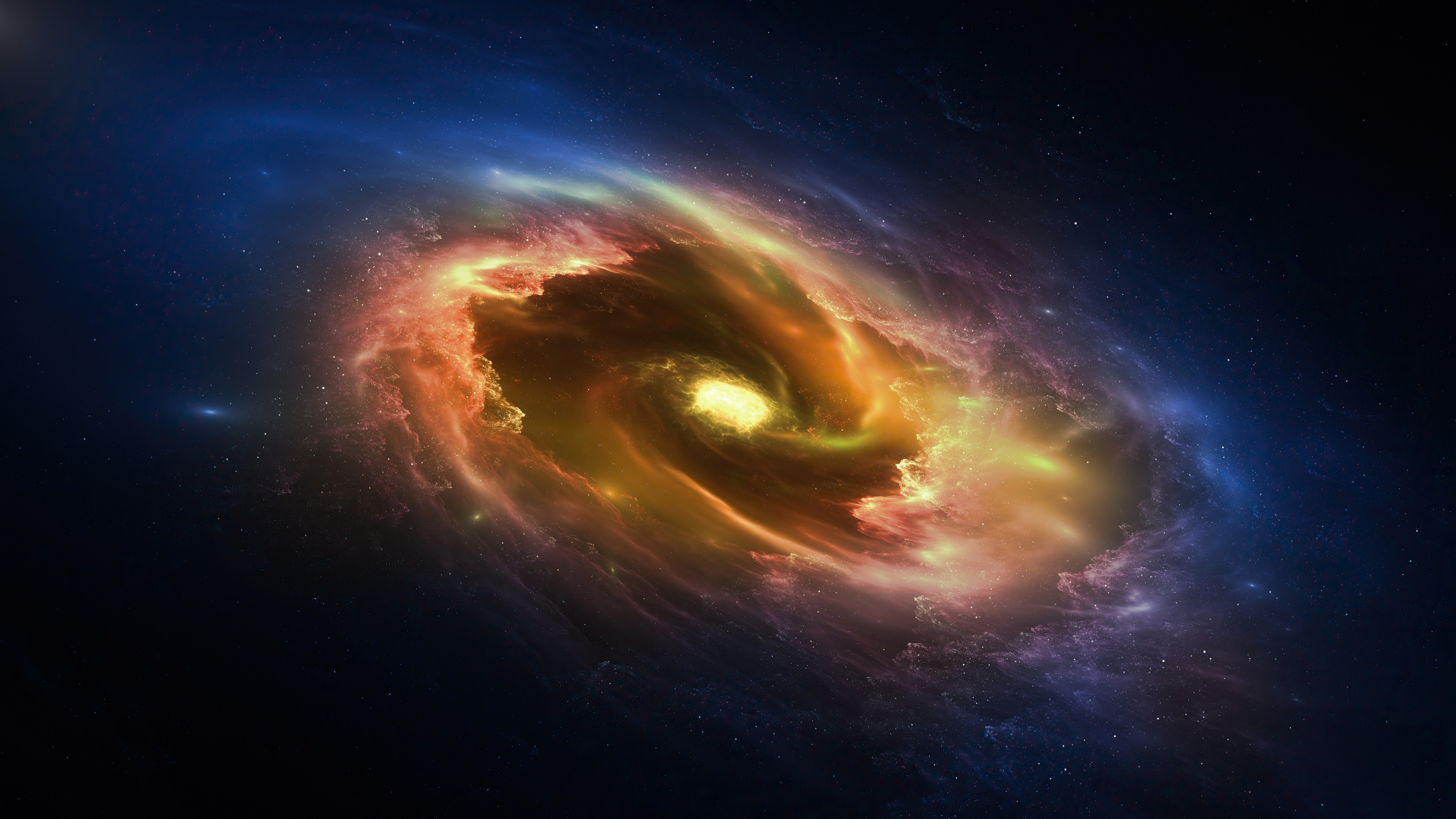 Yellow Spiral galaxy fantasy space art wallpaper background