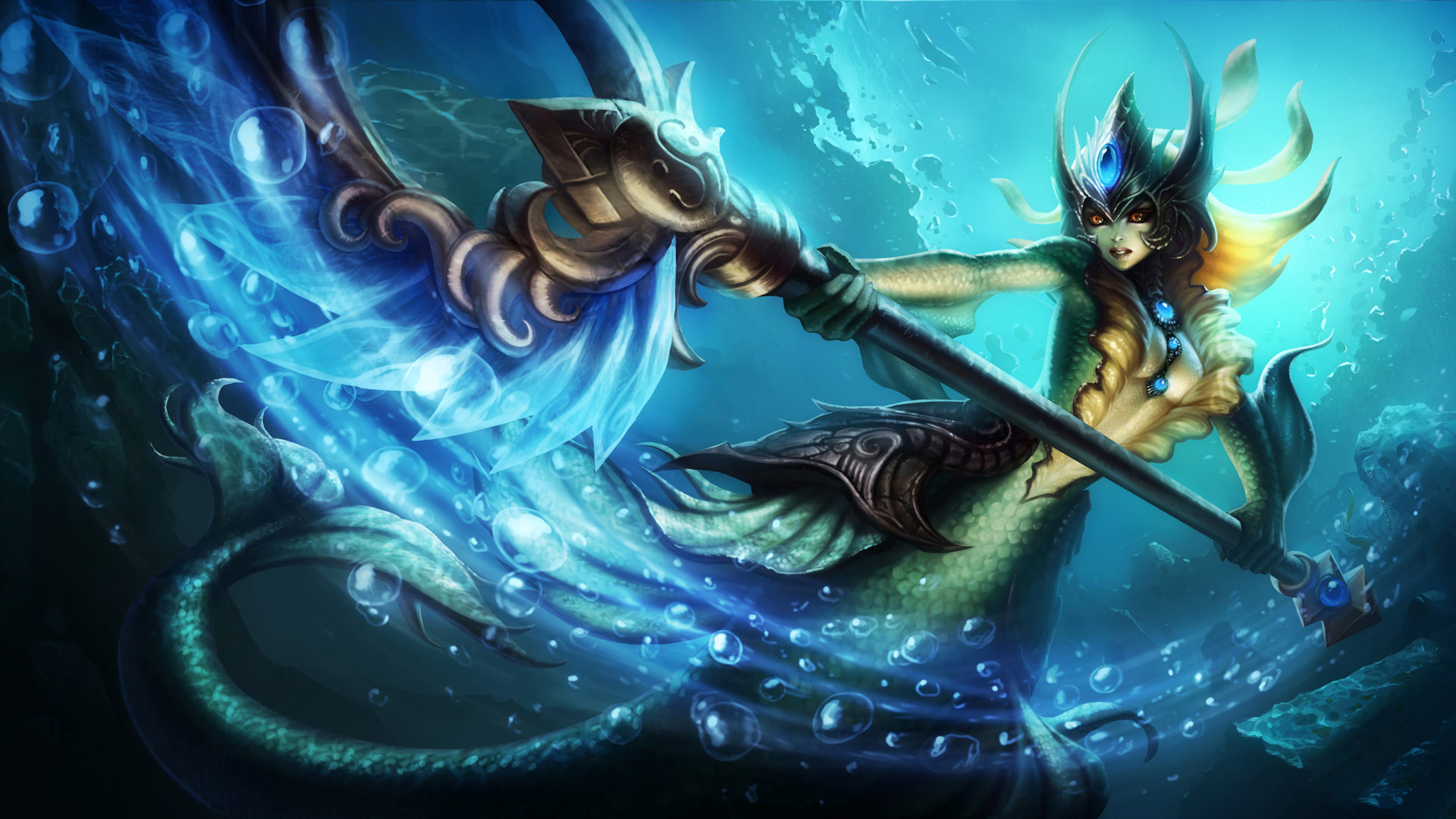 League Of Legends Nami Girl Mermaid Splash Art Full HD Wallp For Your XFCE Desktop
