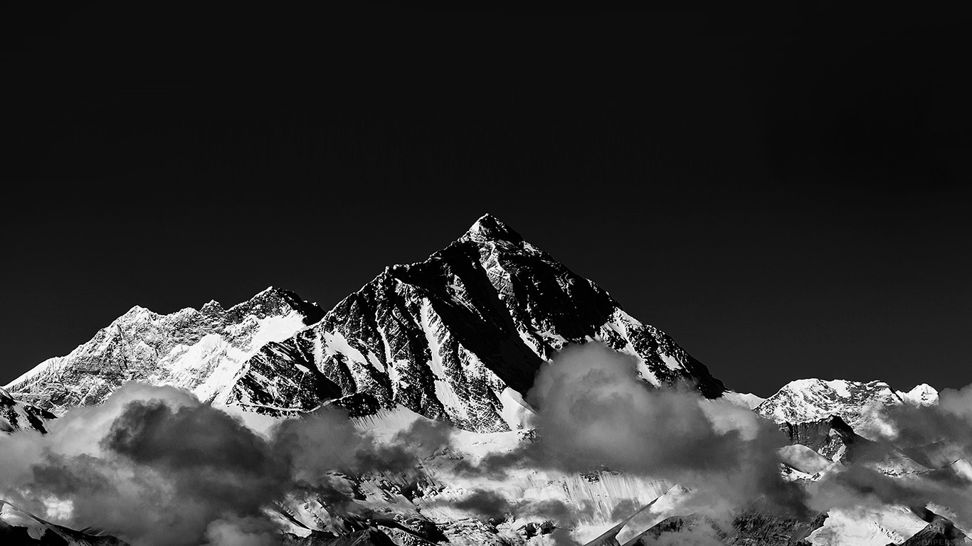 wallpaper for desktop, laptop. snow solo mountain high nature dark bw