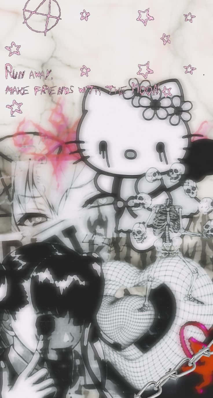 Emo Hello Kitty some love! Wallpaper