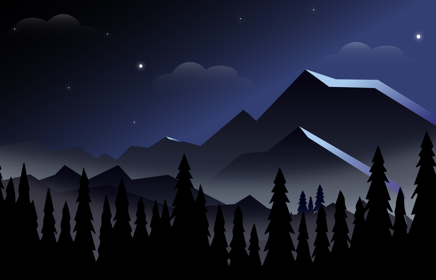 Night Mountains Minimalist 8k 1400x900 Resolution HD 4k Wallpaper, Image, Background, Photo and Picture