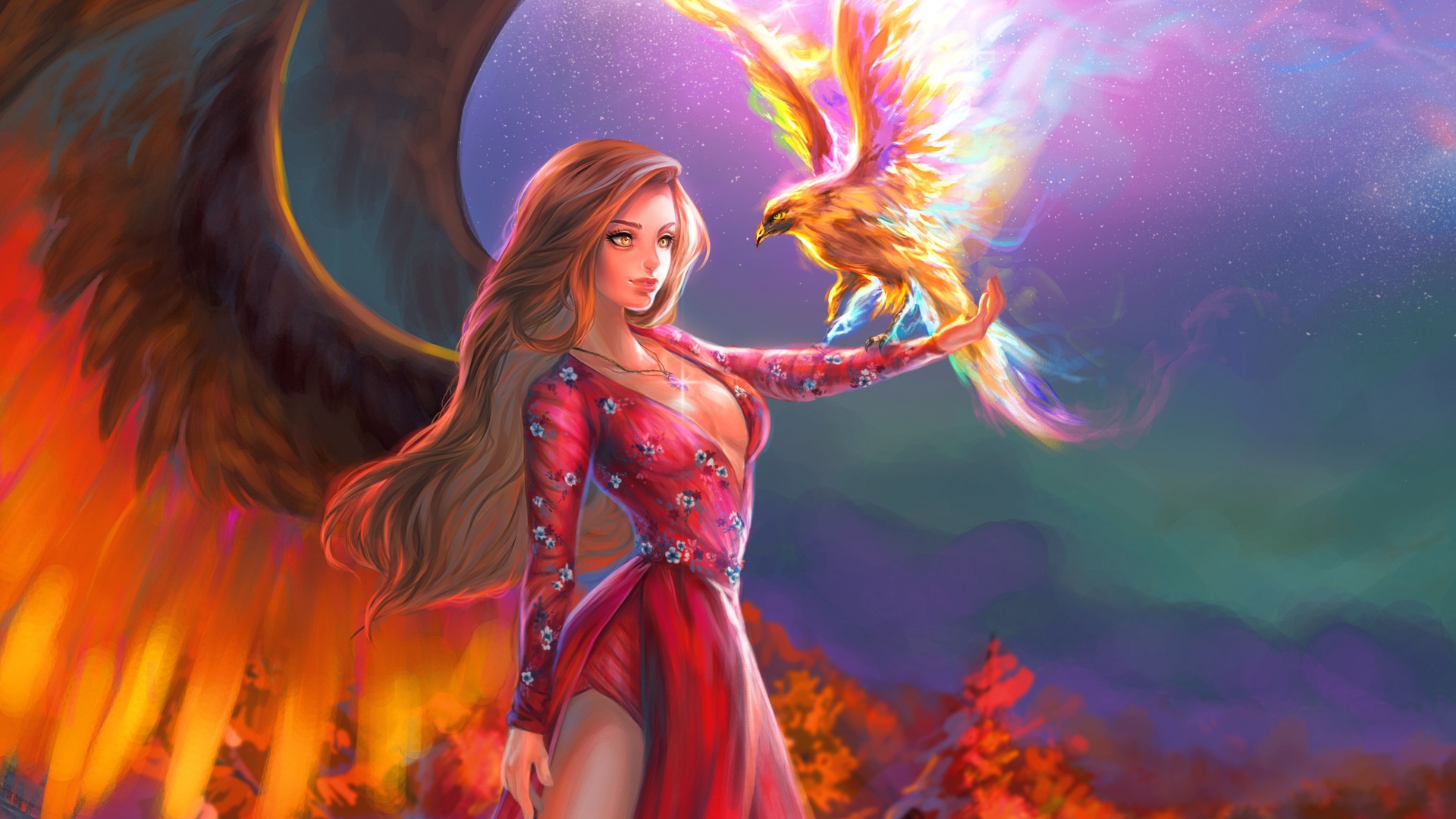 Fantasy Girl With Phoenix Laptop Full HD 1080P HD 4k Wallpaper, Image, Background, Photo and Picture