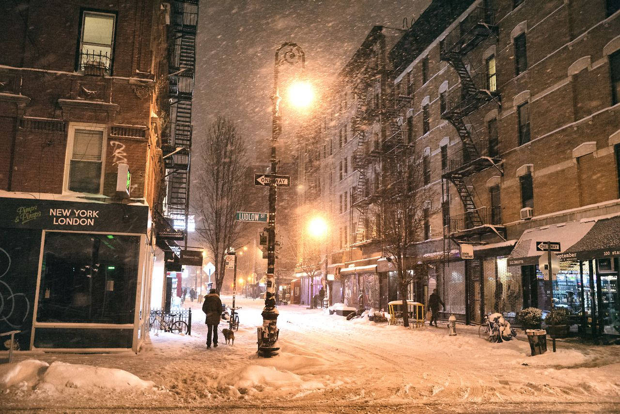 Download Winter New York Night iPhone Wallpaper
