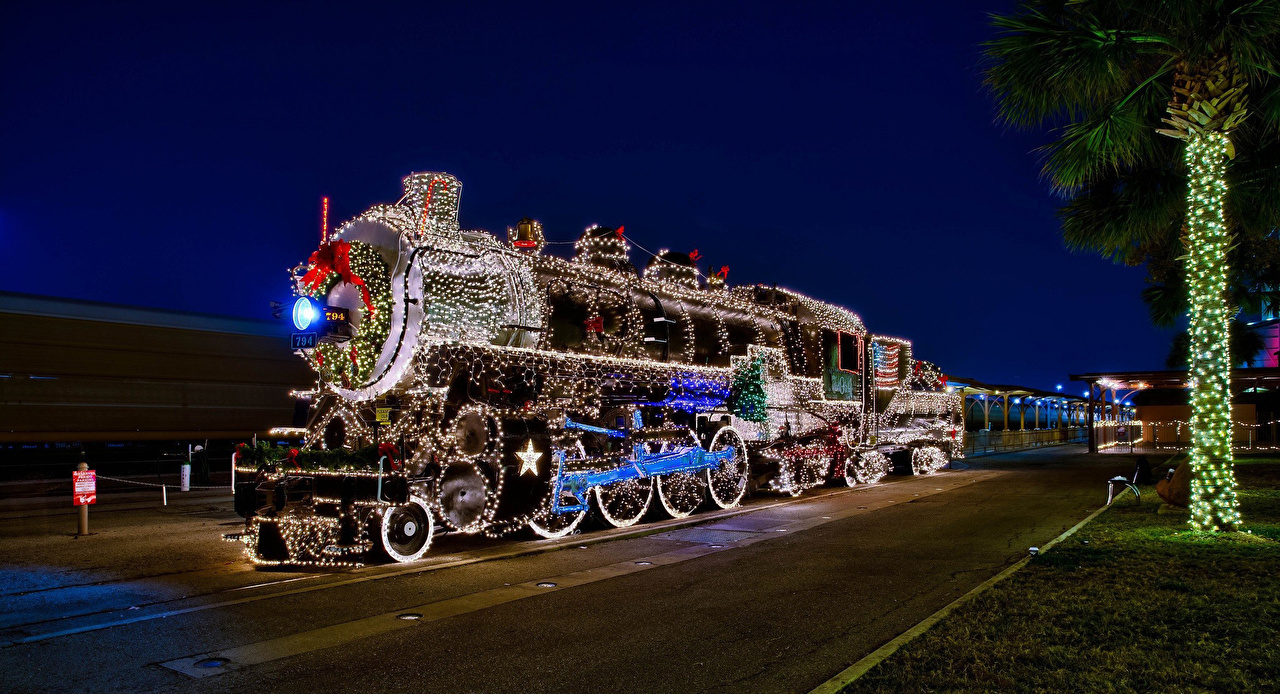 Picture Locomotive train christmas lights vintage Trains Fairy