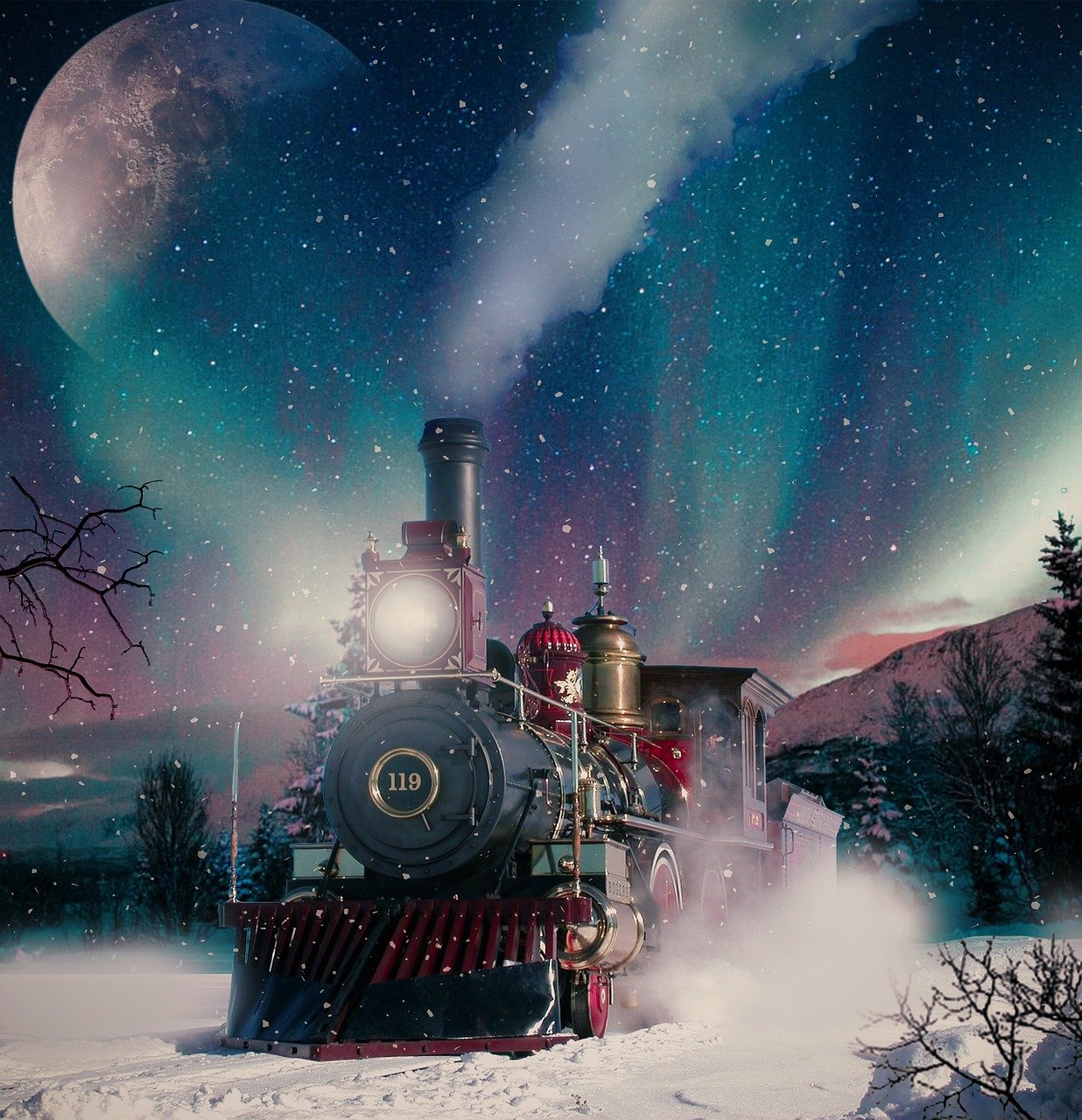 Download Train Christmas Snow Royalty Free Stock Illustration Image