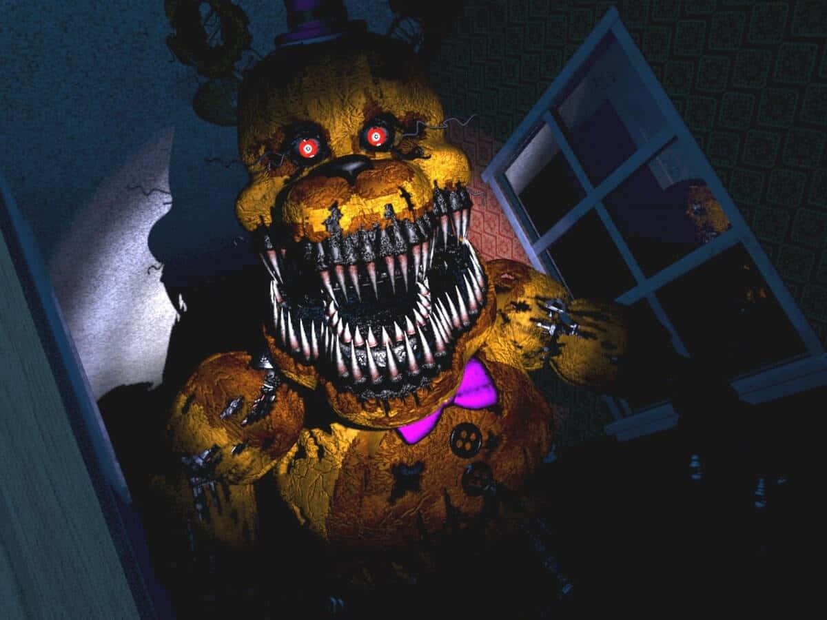 Download The Mysterious Golden Freddy in Action Wallpaper
