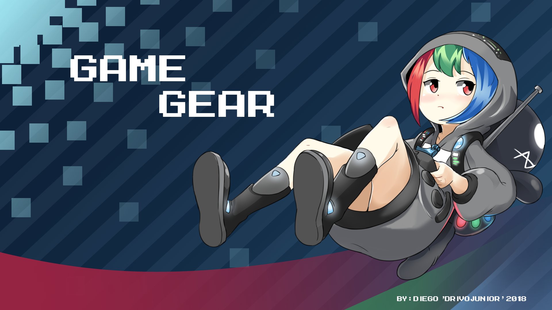 DrivoJunior ( ・U・)✎ (5 OPEN SLOTS) ∠( ᐛ 」∠)＿ myself a desktop wallpaper featuring my favorite SEGA Hard Girl, Game Gear c: hope it works for everyone who wants