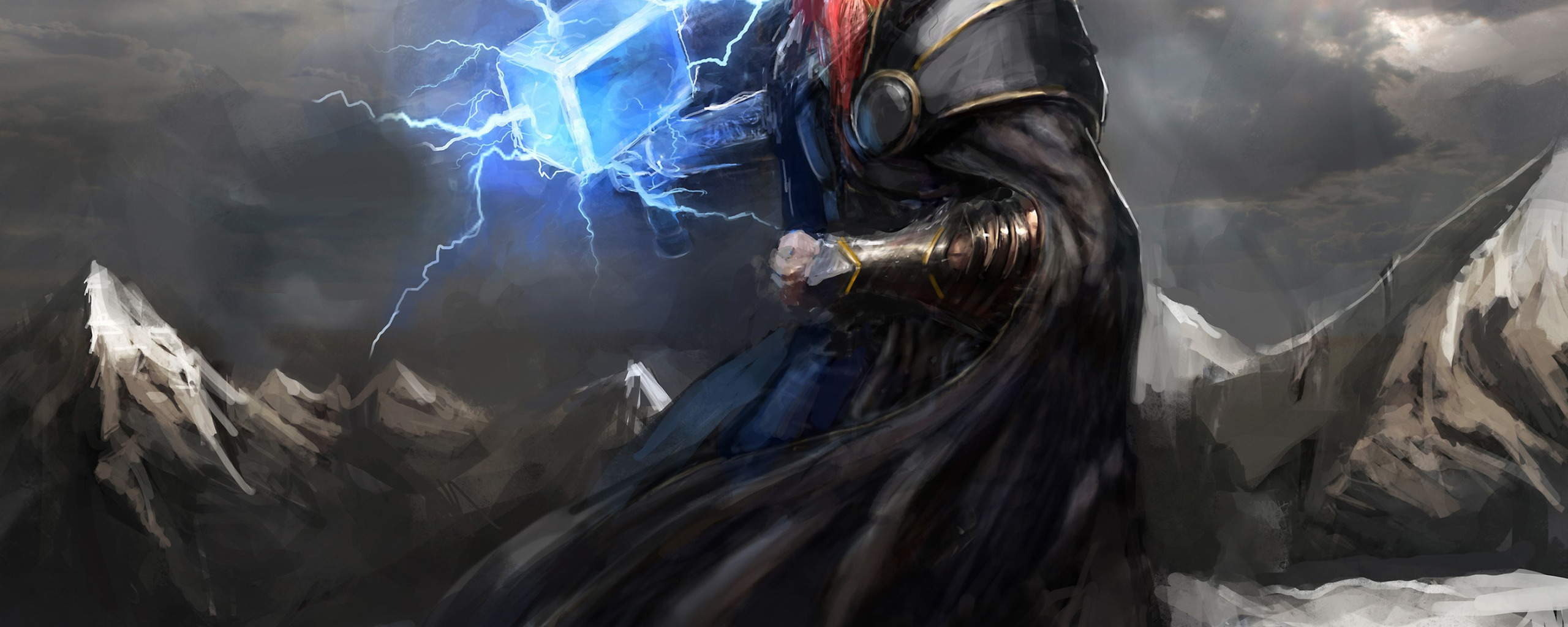 Download wallpaper warhammer, power, Thor, viking, god, hammer, Mjolnir, Odin, section fantasy in resolution 2560x1024