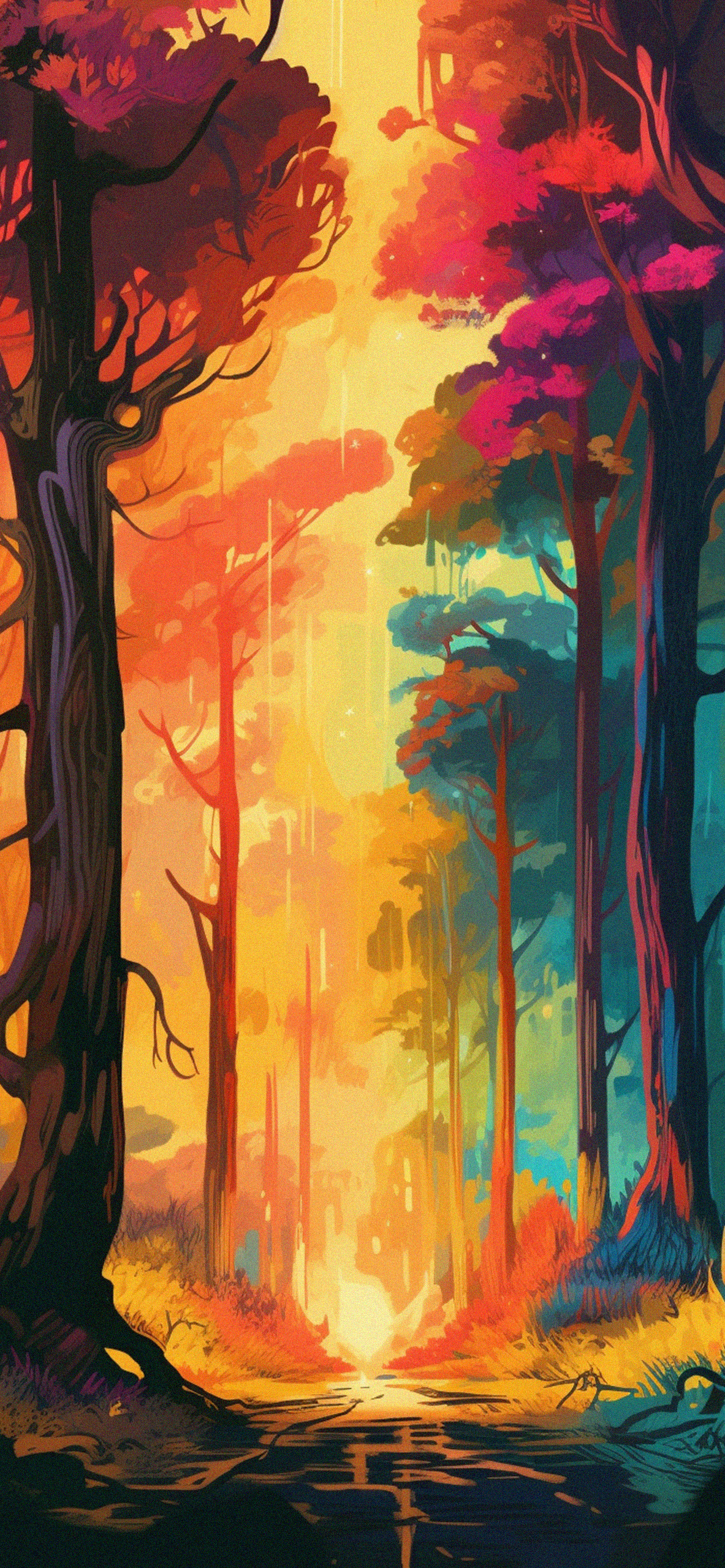 Rainbow Forest Art Wallpaper Forest Wallpaper iPhone