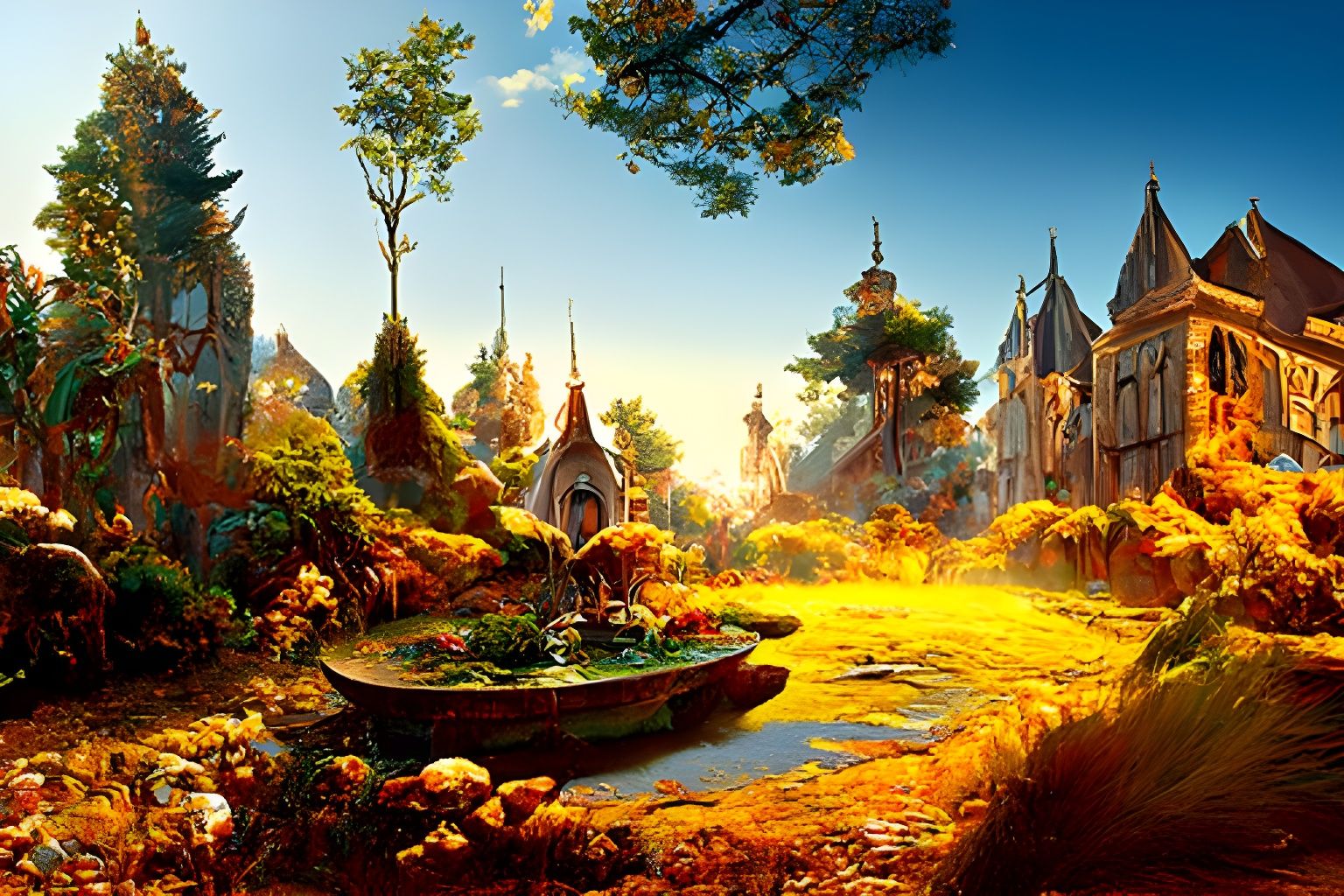 Colorfull magical fairy village D