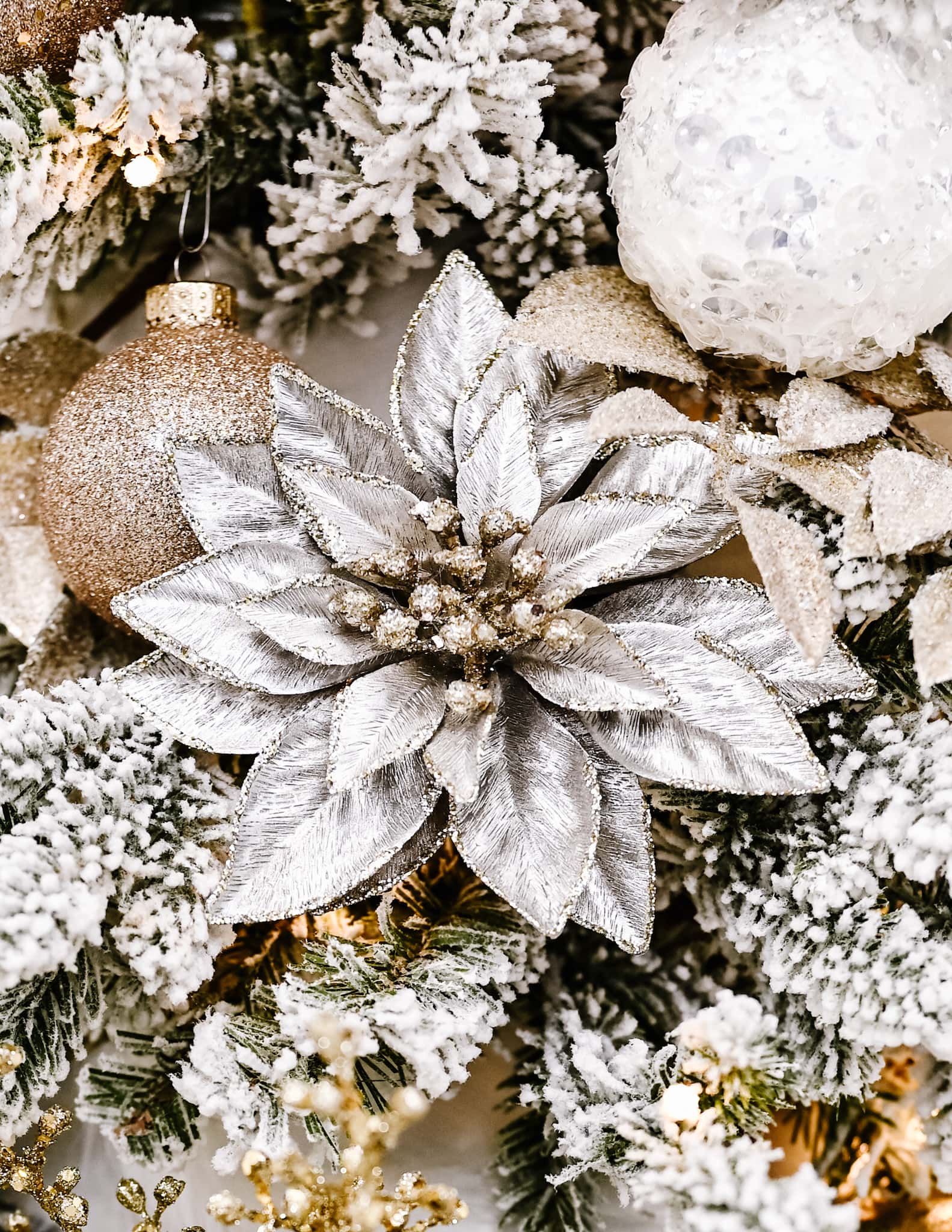 Glamorous White, Gold, and Silver Christmas Tree