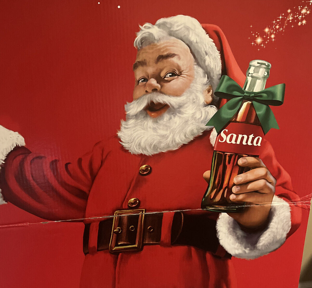 Large Coca Cola Christmas Santa Clause Cardboard Stand Up Store Sign Display