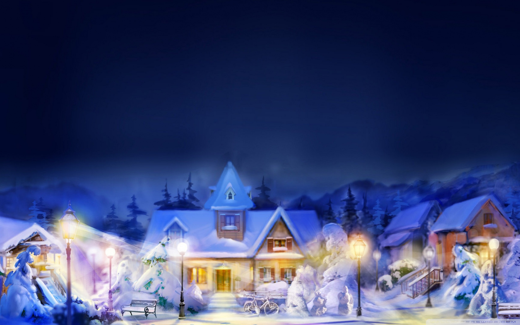 Christmas Town Scene 4K UHD Wallpaper for UltraHD Desktop and TV, Widescreen and UltraWide Display, Smartphone and Tablet Devices