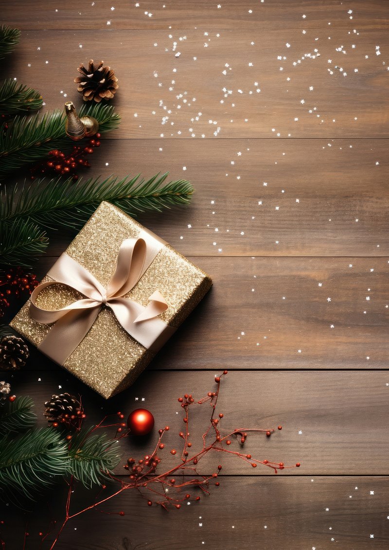 Christmas gift box background. AI