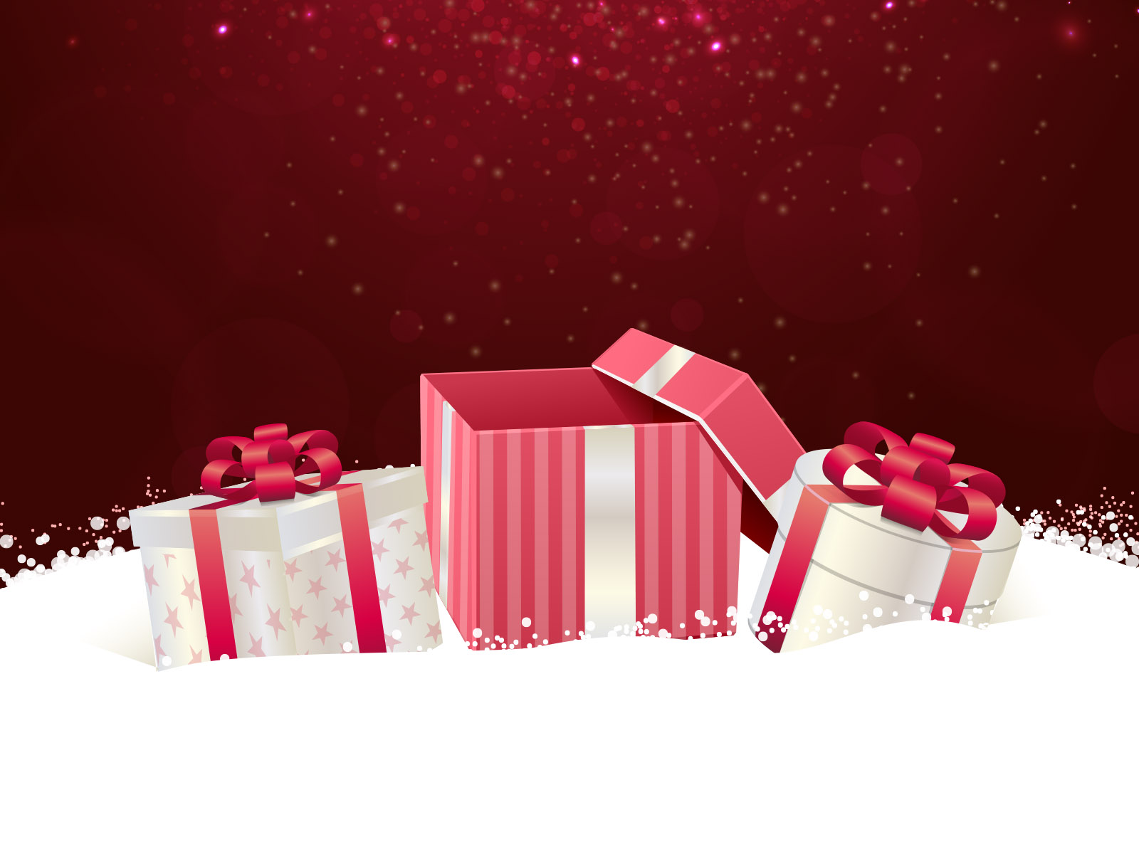Christmas Present Boxes Powerpoint , Holidays, Red, White PPT Background and