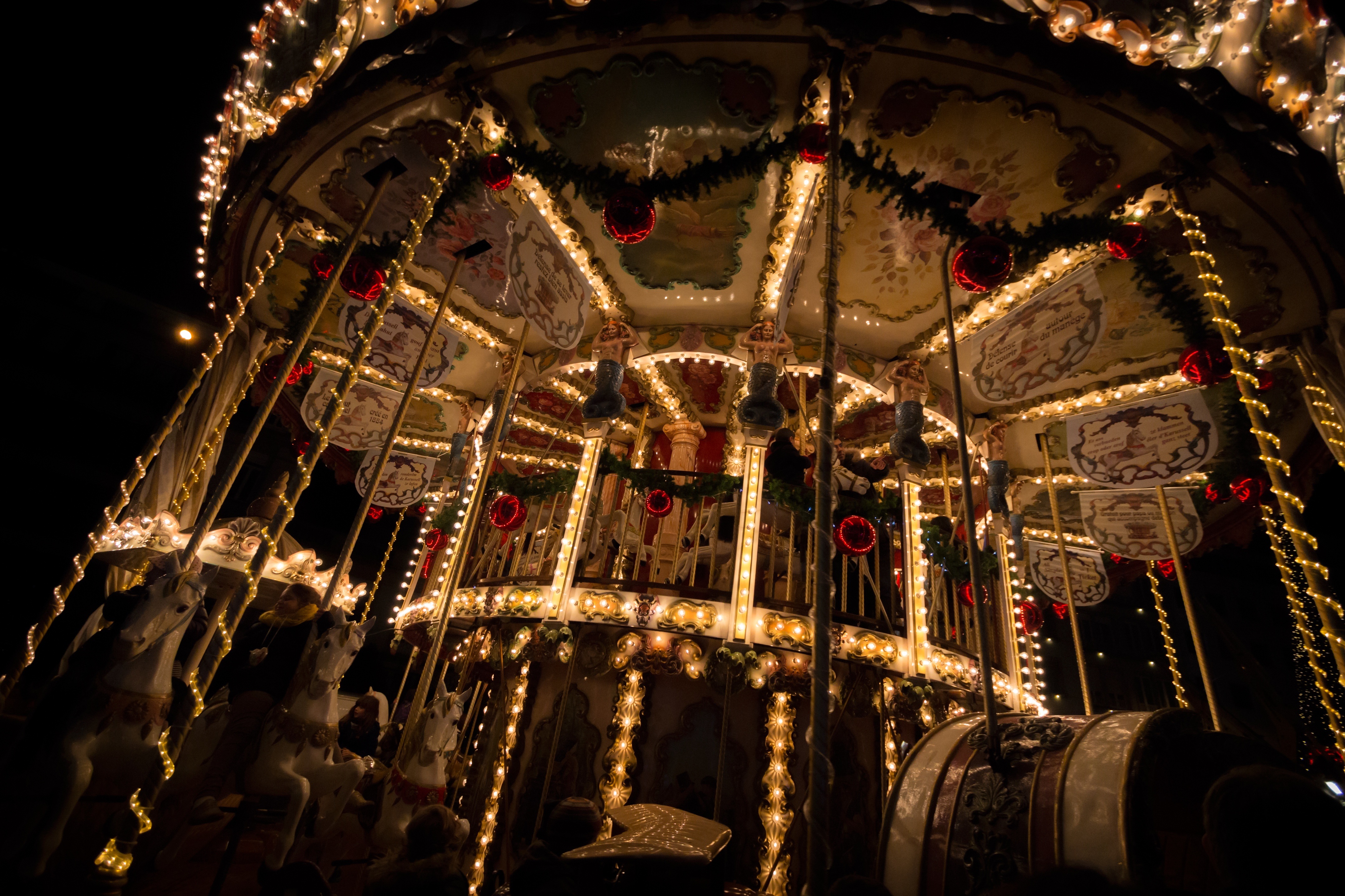 Free Image, night, amusement park, carousel, christmas time, christmas market, amusement ride, outdoor recreation 4320x2880