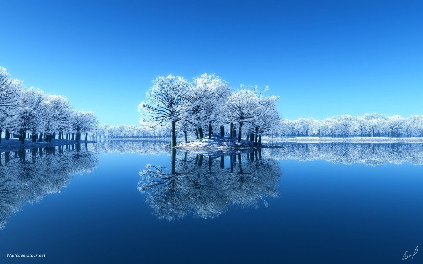 Blue Lake Winter Wallpaper[1440x900]