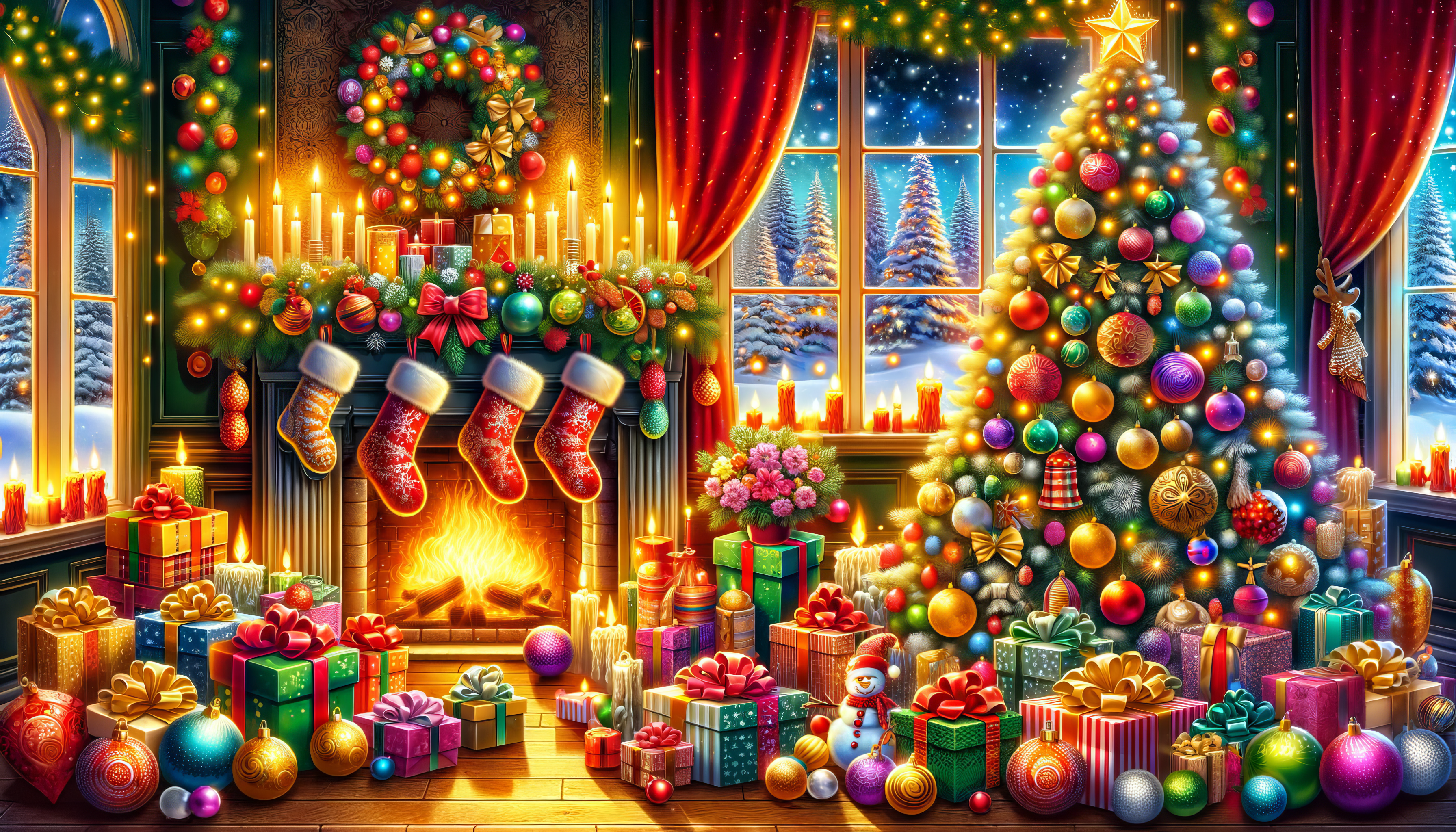 Golden Christmas Elegance HD Wallpaper