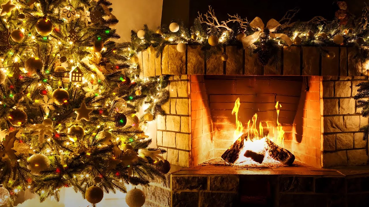 Instrumental Christmas Music With Fireplace