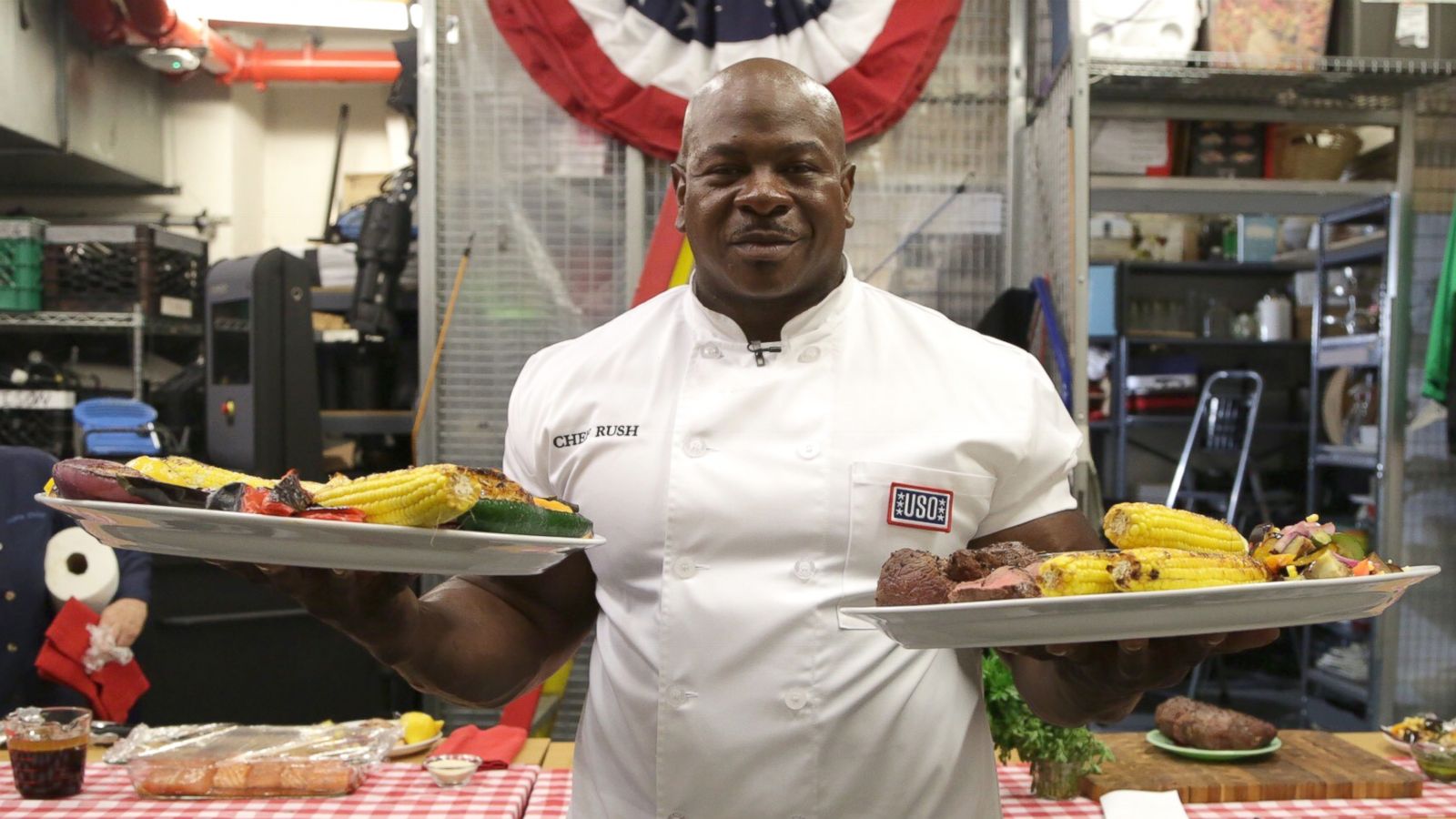 White House chef Andre Rush flexes his viral biceps for veterans this Fourth of July
