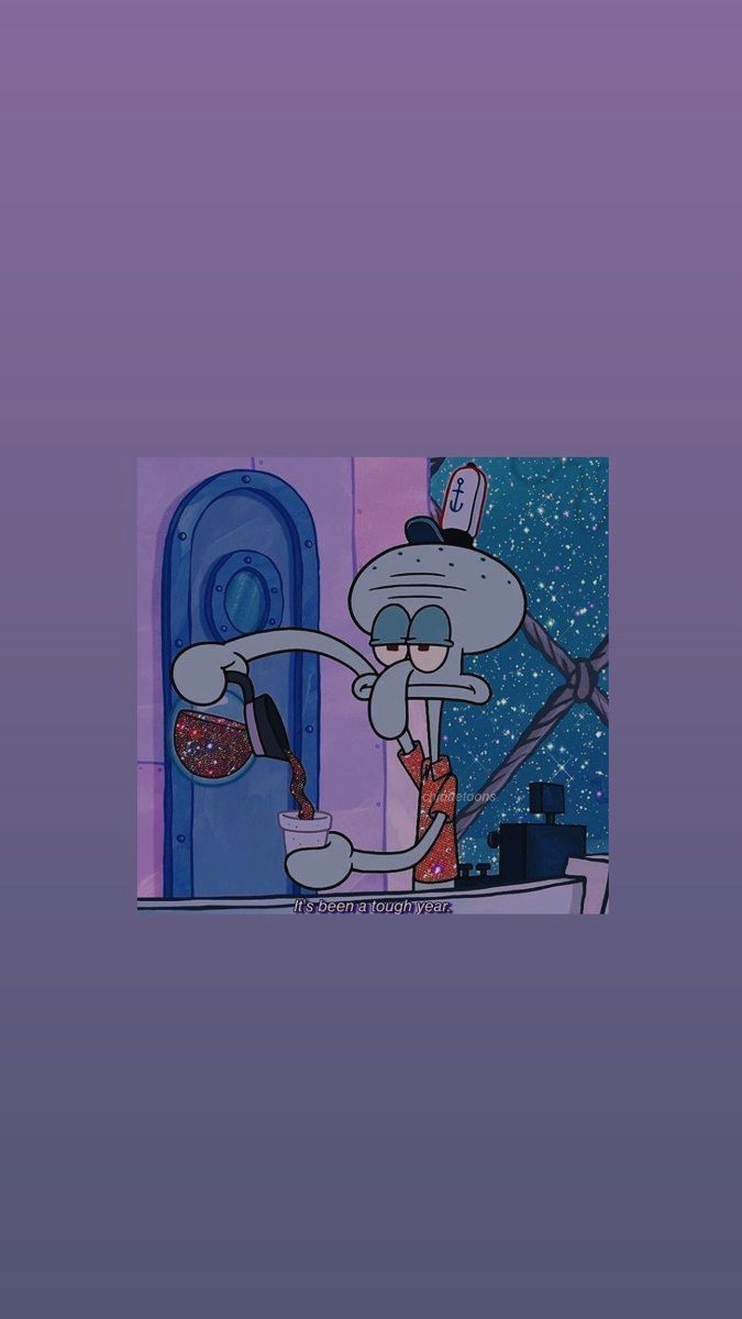 Kiri's uh idk what to call this yet Coffee Squidward. Wallpaper