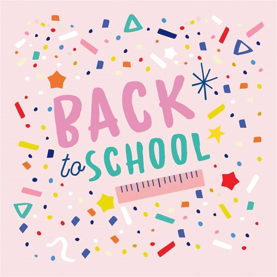 Amazon.com, Leowefowa Back to School Backdrop 5x5ft Cartoon Pink Tone Confetti Fragments Illustration Vinyl Photography Background New Semester Students Photo Shoot Indoor Decors Wallpaper