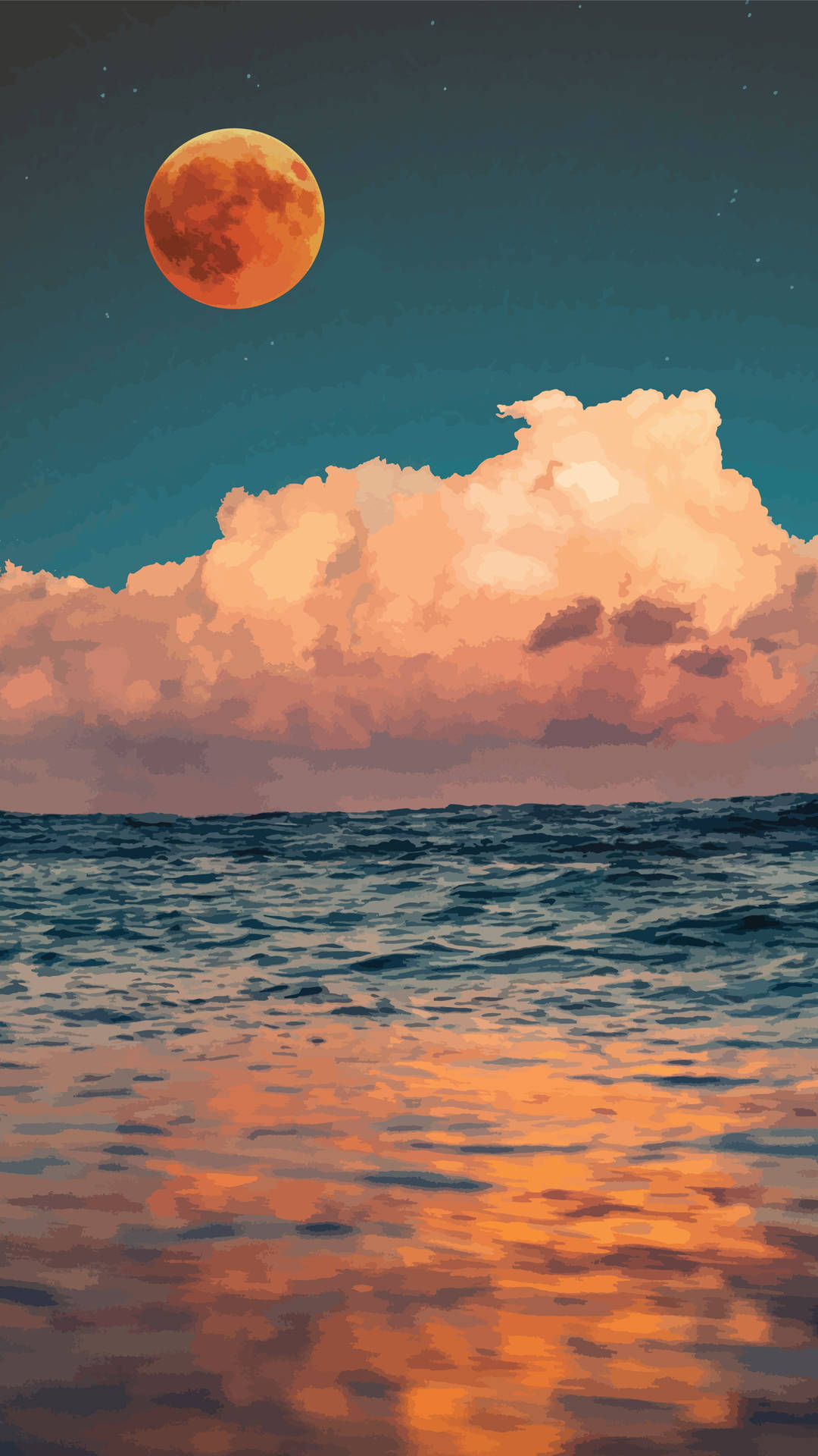Download Luna Full Moon Ocean Reflection Wallpaper