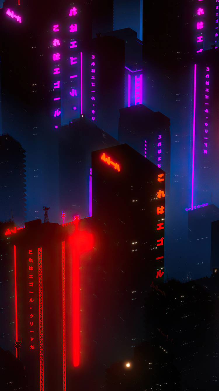 Neon City Buildings 4k iPhone 6, iPhone 6S, iPhone 7 HD 4k Wallpaper, Image, Background, Photo and Picture