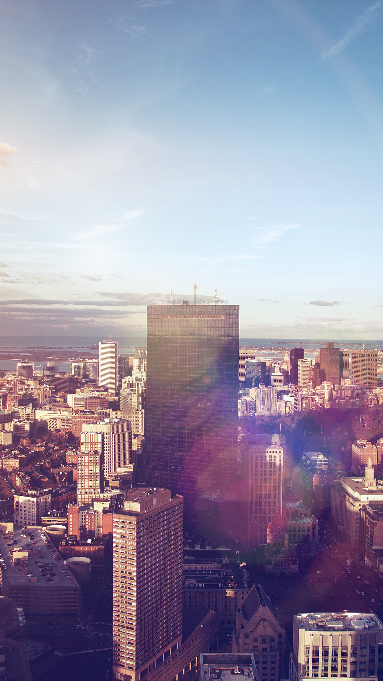 iPhone 6 wallpaper. city scape building road sky cloud flare blue