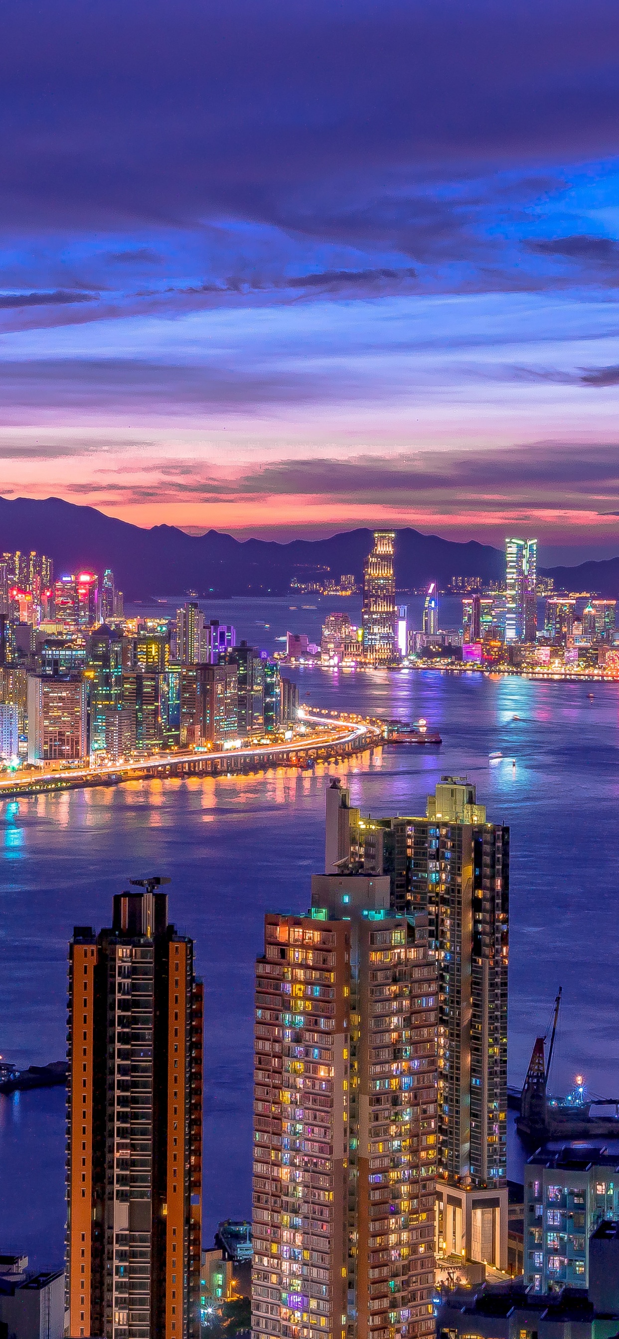 City Skyline Wallpaper 4K, Night life, Cityscape, Hong Kong