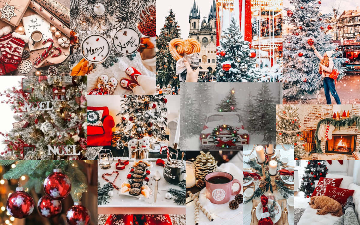 Download Get into the holiday spirit with this Christmas Collage Laptop. Wallpaper