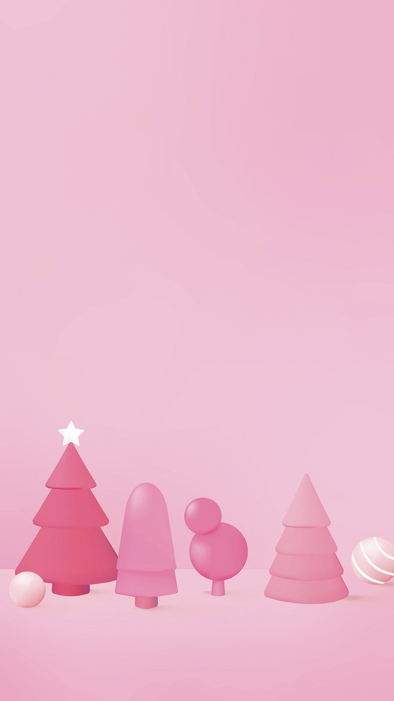 Pink Christmas iPhone wallpaper, cute