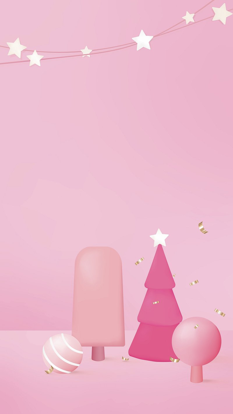 Pink Christmas iPhone wallpaper, cute