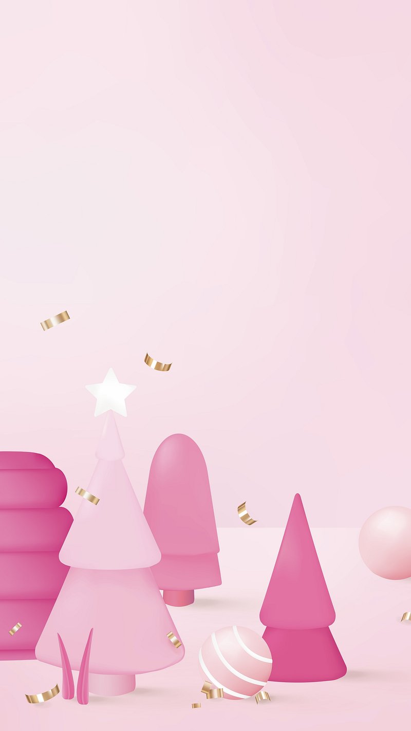 Pink Christmas iPhone wallpaper, cute